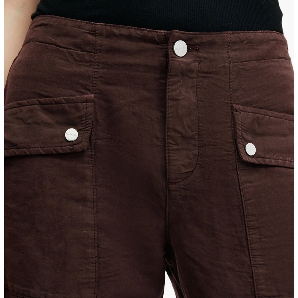 All Saints Val Cargo Joggers in Dark Wine - Picture 3 of 8